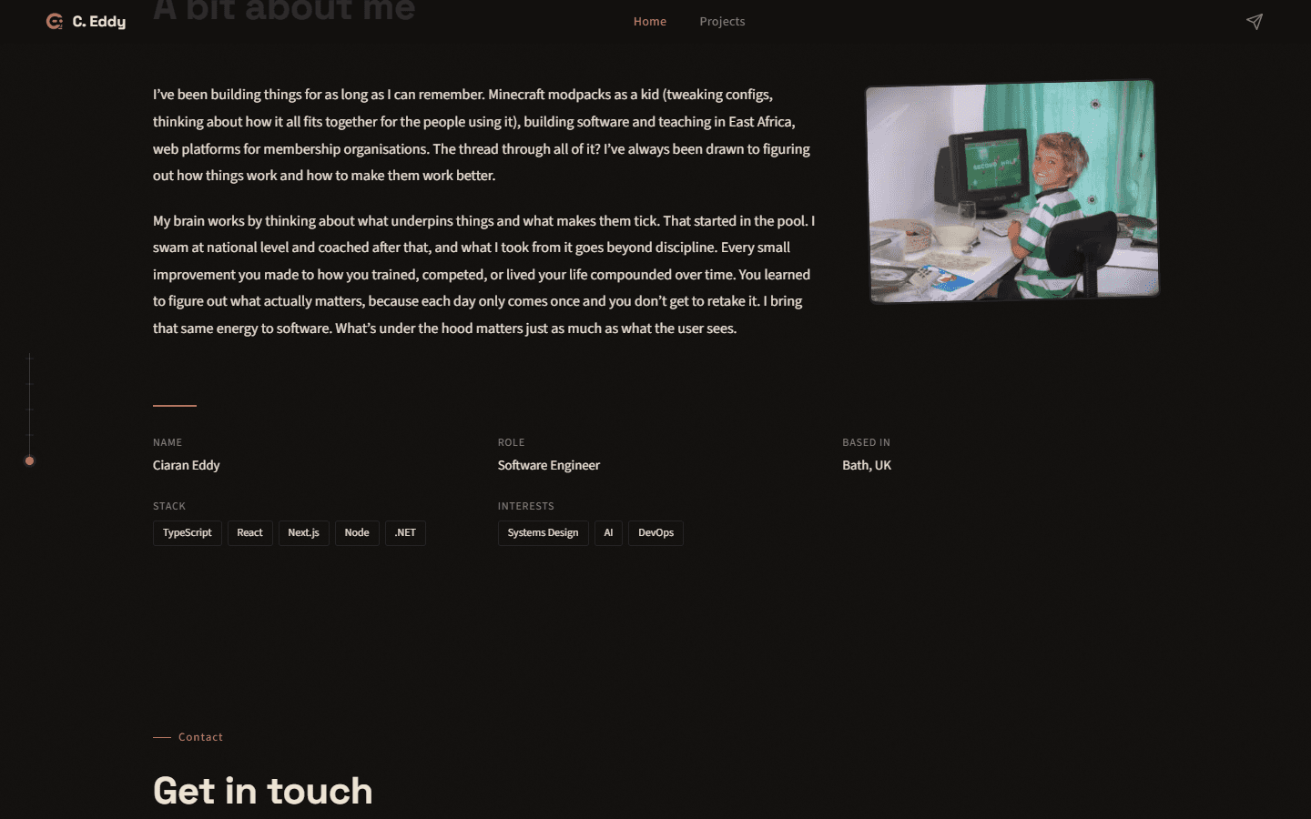 ciaraneddy.com about section — personal story and background